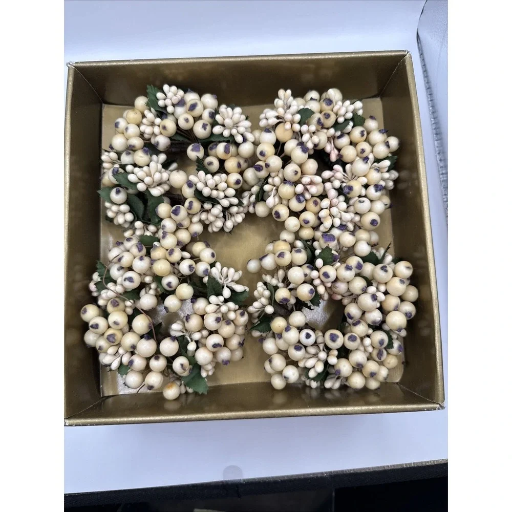 Restoration Hardware White Winterberry Taper Rings Set of 8 Holiday Decor